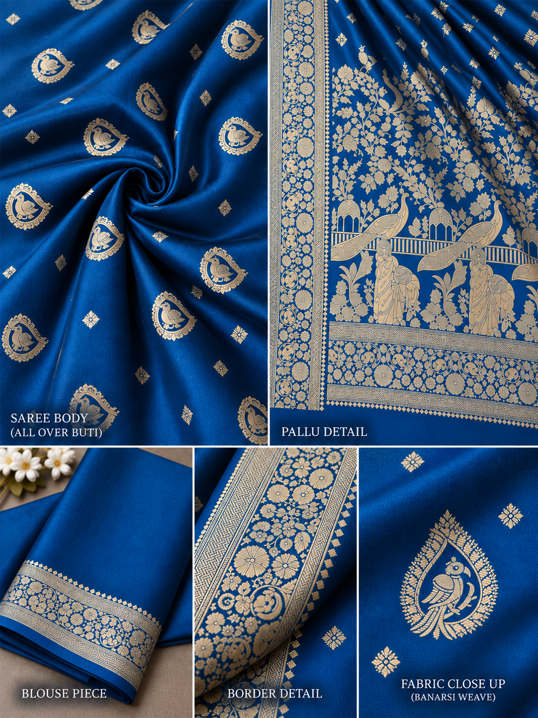 Peacock Blue Silk Banarasi Katan Saree – Regal Festive Elegance