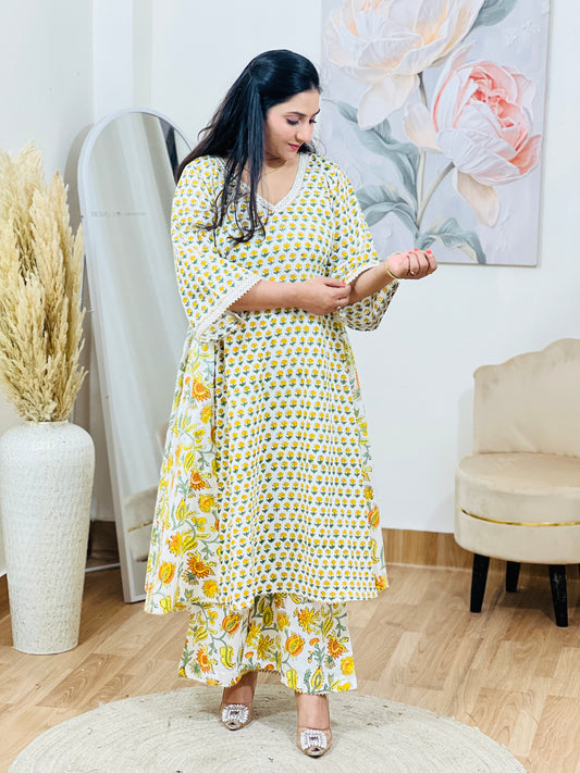 Cotton A-Line Kurta & Palazzo Set – Flared Comfortable Everyday Ethnic (S–5XL)