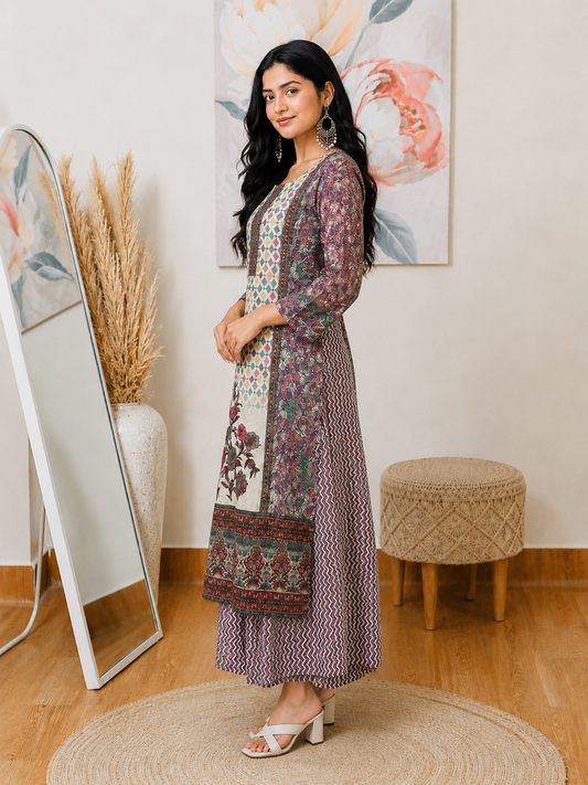 Ethnic Bloom Cotton Kurta Set – Fresh Floral Everyday Elegance