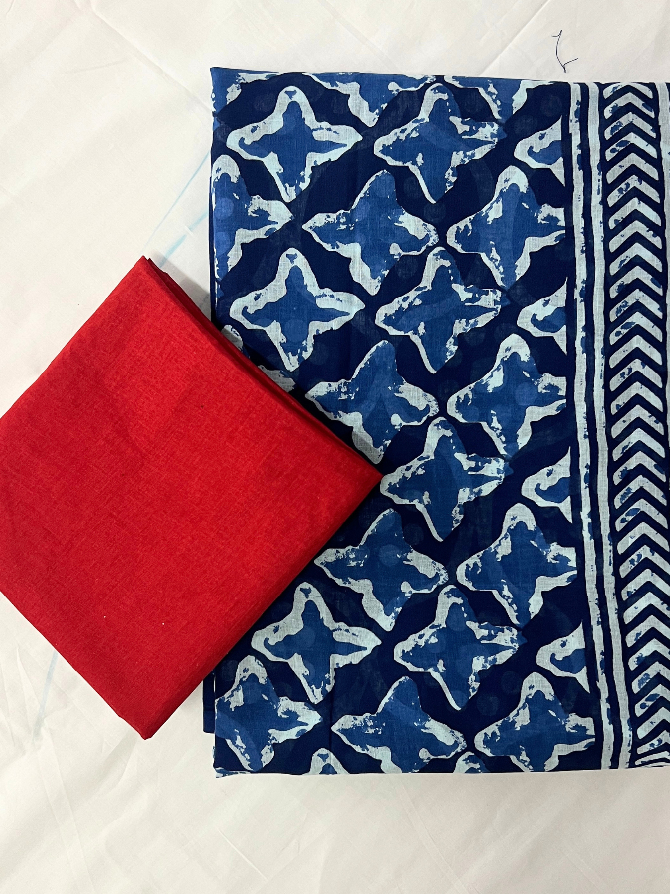 Cotton Indigo Blue Hand-Block Print Saree – Artisanal Heritage Elegance (One Size)