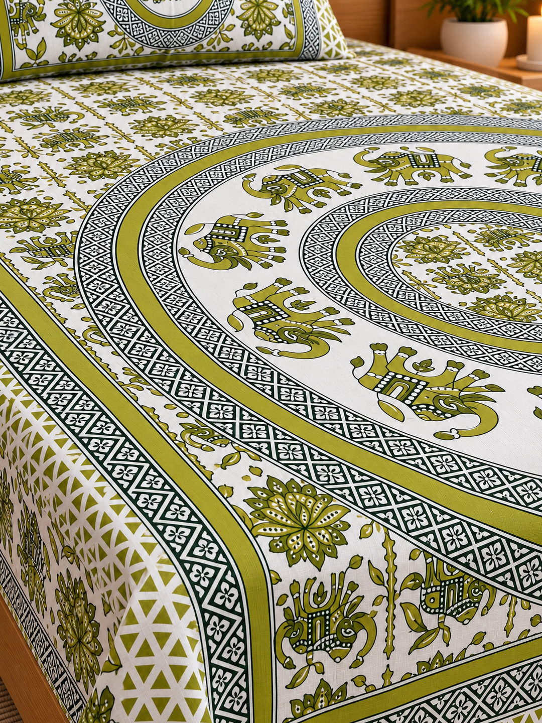 Jaipuri Print Cotton Single Bedsheet – 63 × 90 Inches