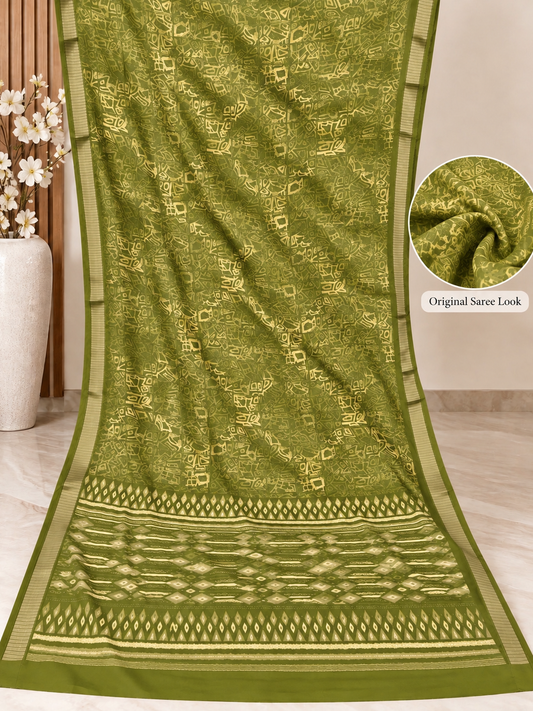 Mehndi Ethnic Saree – Georgette – Earthy, Timeless Elegance