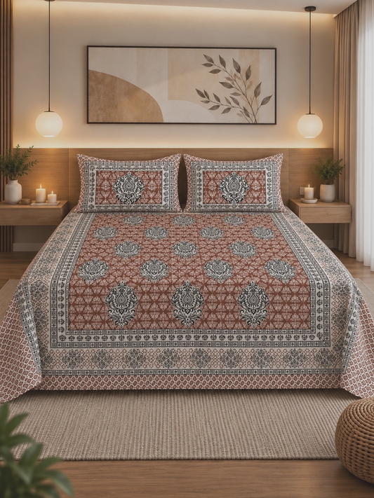 Jaipur Heritage Cotton Bedsheet – 108 × 108 Inches