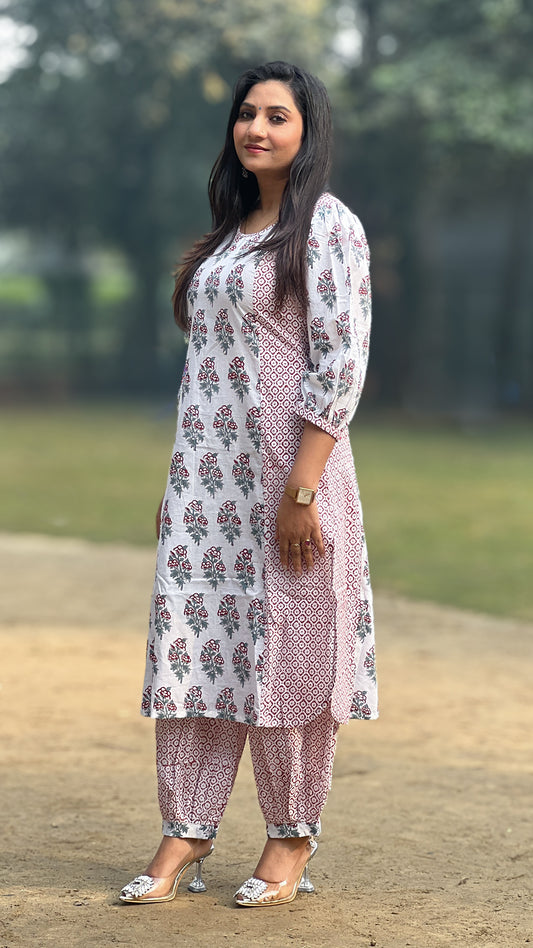 Afghani Block Print Ethnic Co-ord Set – Pure Cotton Co-ord for Women