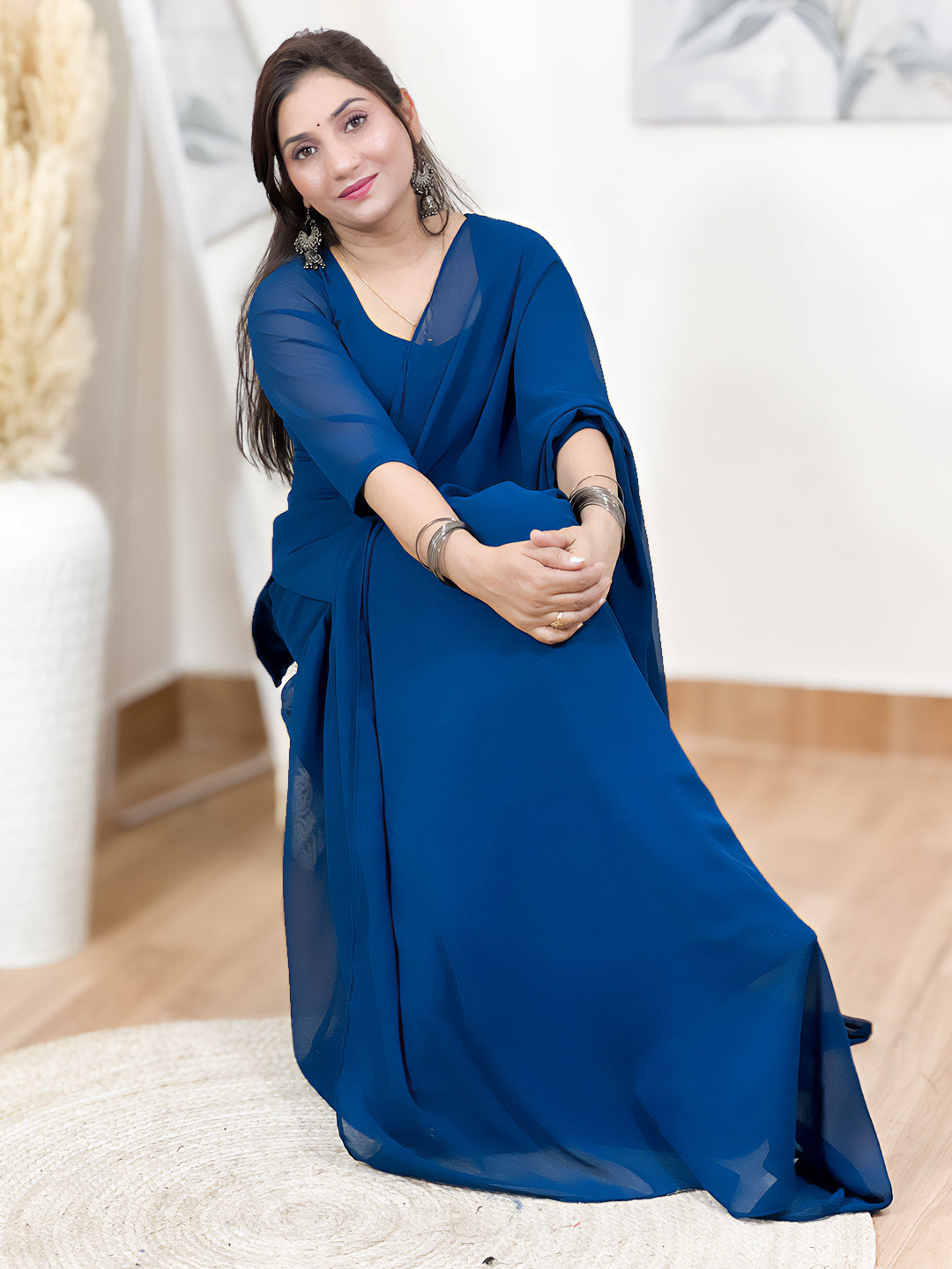 Peacock Blue Sharara Set – Regal Flared Festive Ethnic (S–5XL)