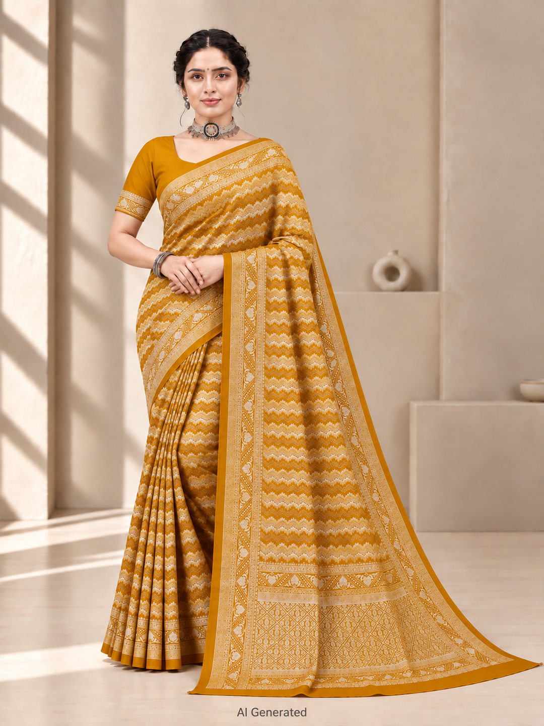 Mustard Silk Banarasi Saree – Warm, Regal Festive Elegance