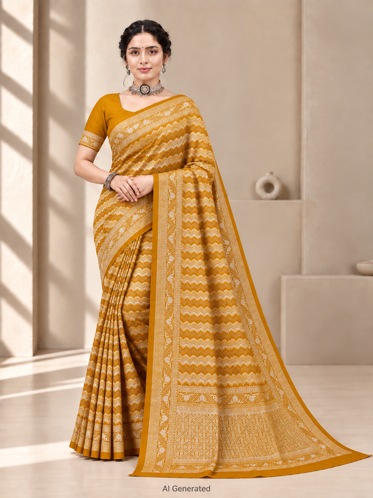 Mustard Silk Banarasi Saree – Warm, Regal Festive Elegance