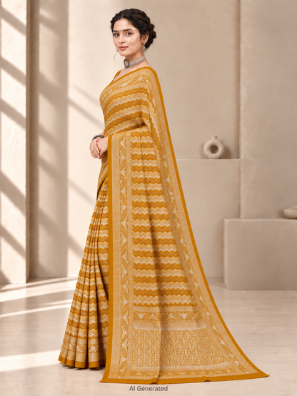 Mustard Silk Banarasi Saree – Warm, Regal Festive Elegance
