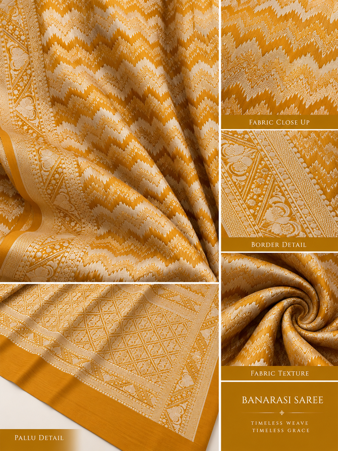 Mustard Silk Banarasi Saree – Warm, Regal Festive Elegance