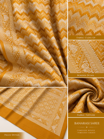 Mustard Silk Banarasi Saree – Warm, Regal Festive Elegance