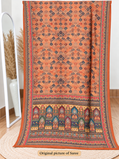 Orange Soft Georgette Printed Saree – Vibrant, Flowy Elegance