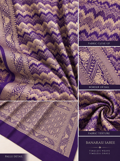 Purple Silk Banarasi Saree – Regal Festive Elegance
