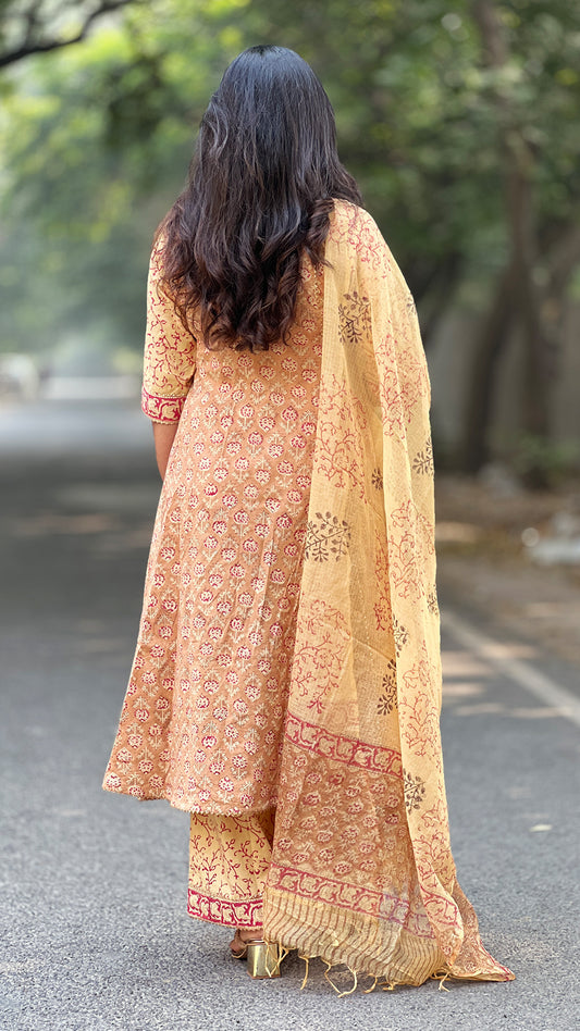 A-Line Kali Kurta with Palazzo – Pure Cotton Easy-Fit Set