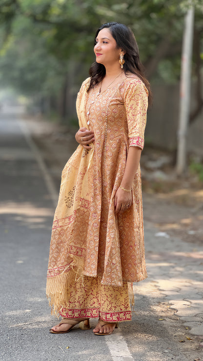A-Line Kali Kurta with Palazzo – Pure Cotton Easy-Fit Set