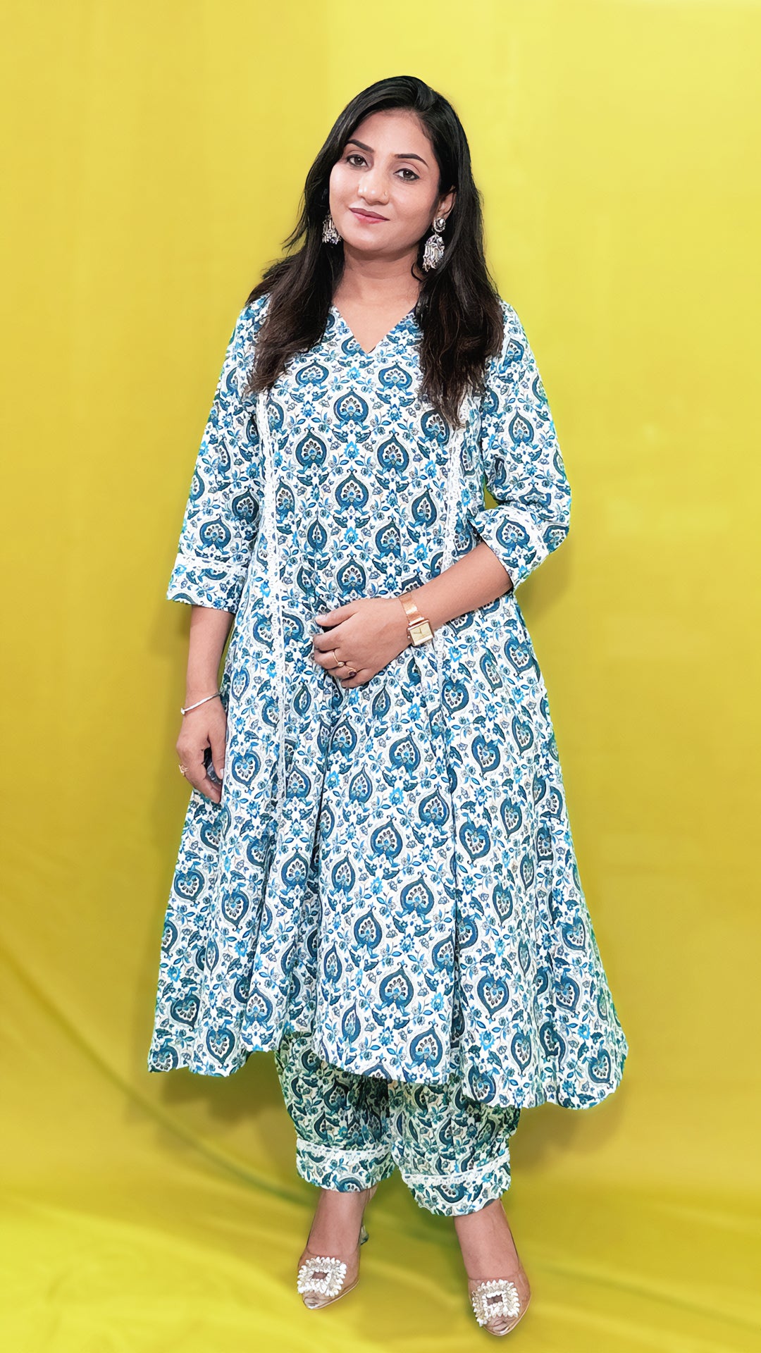 Anarkali with Afghani Pant – Pure Cotton Fusion Set