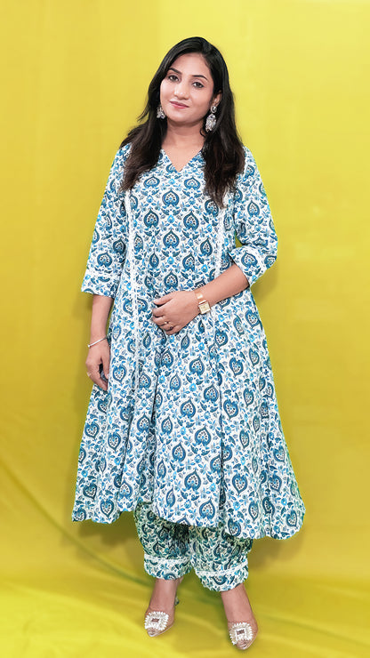 Anarkali with Afghani Pant – Pure Cotton Fusion Set