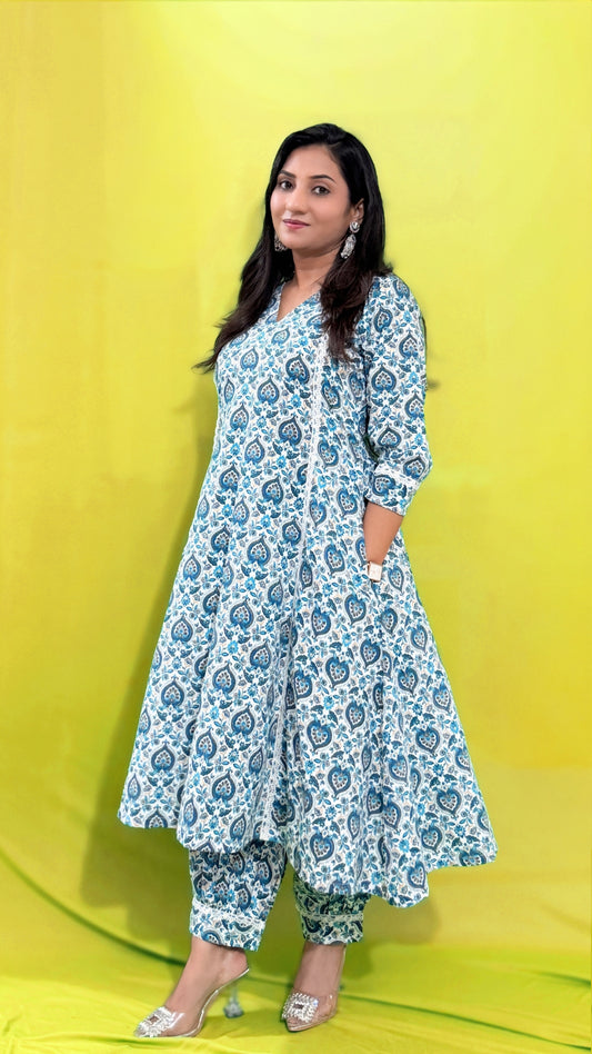 Anarkali with Afghani Pant – Pure Cotton Fusion Set