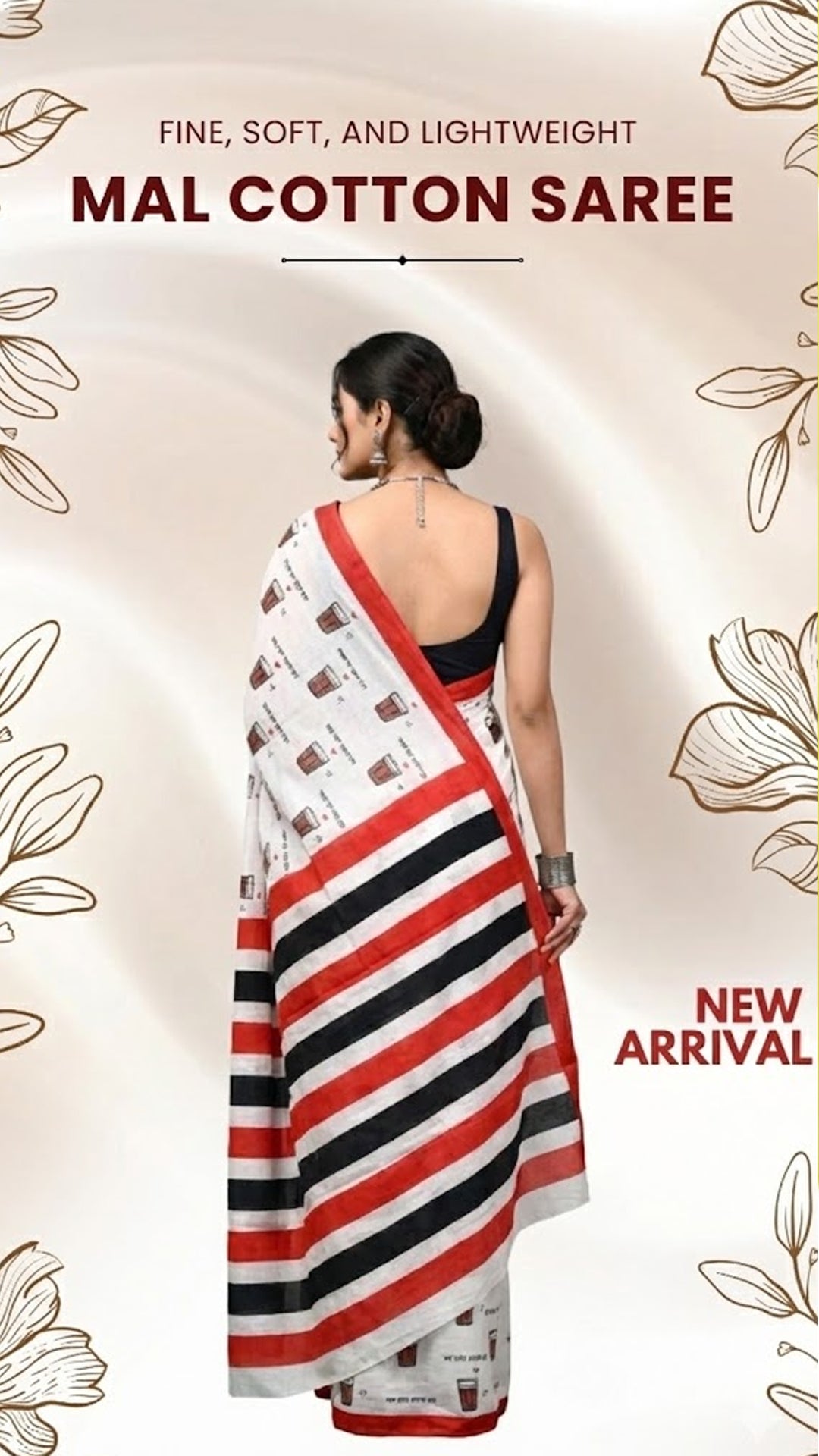 Mal Cotton Saree – Soft, Lightweight Cotton Saree with Minimal Digital Prints