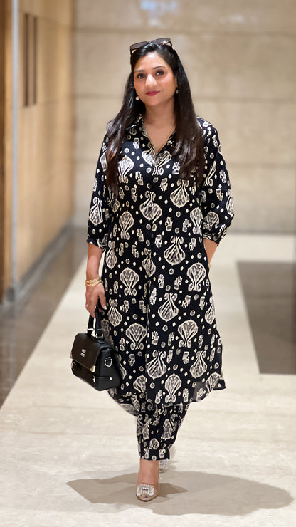 Black Pure Cotton Co-ord Set – Saganeri Block Print Ethnic Co-ord