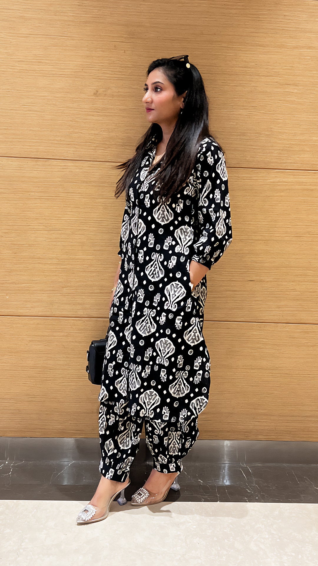 Black Pure Cotton Co-ord Set – Saganeri Block Print Ethnic Co-ord