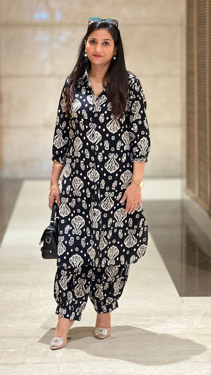Black Pure Cotton Co-ord Set – Saganeri Block Print Ethnic Co-ord