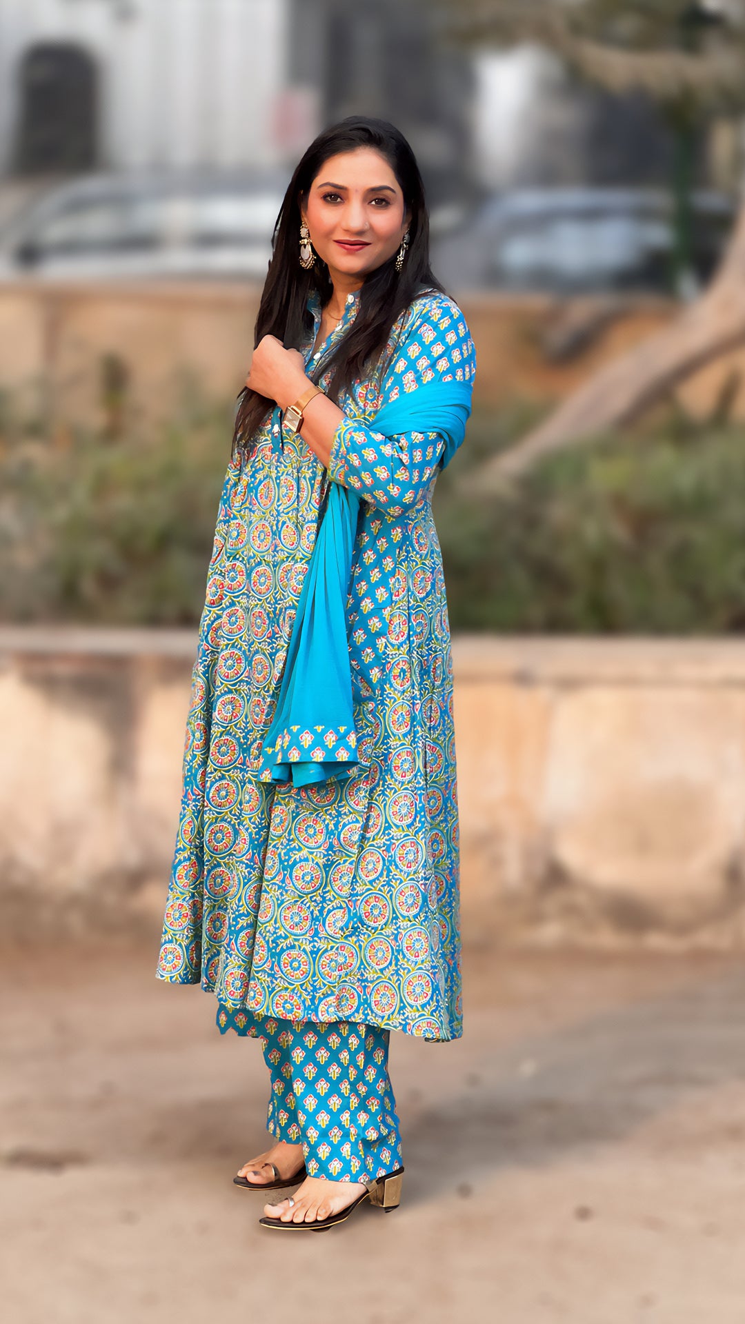 Blue Cotton Maternity Kurta Set for Women – Size Inclusive S–5XL