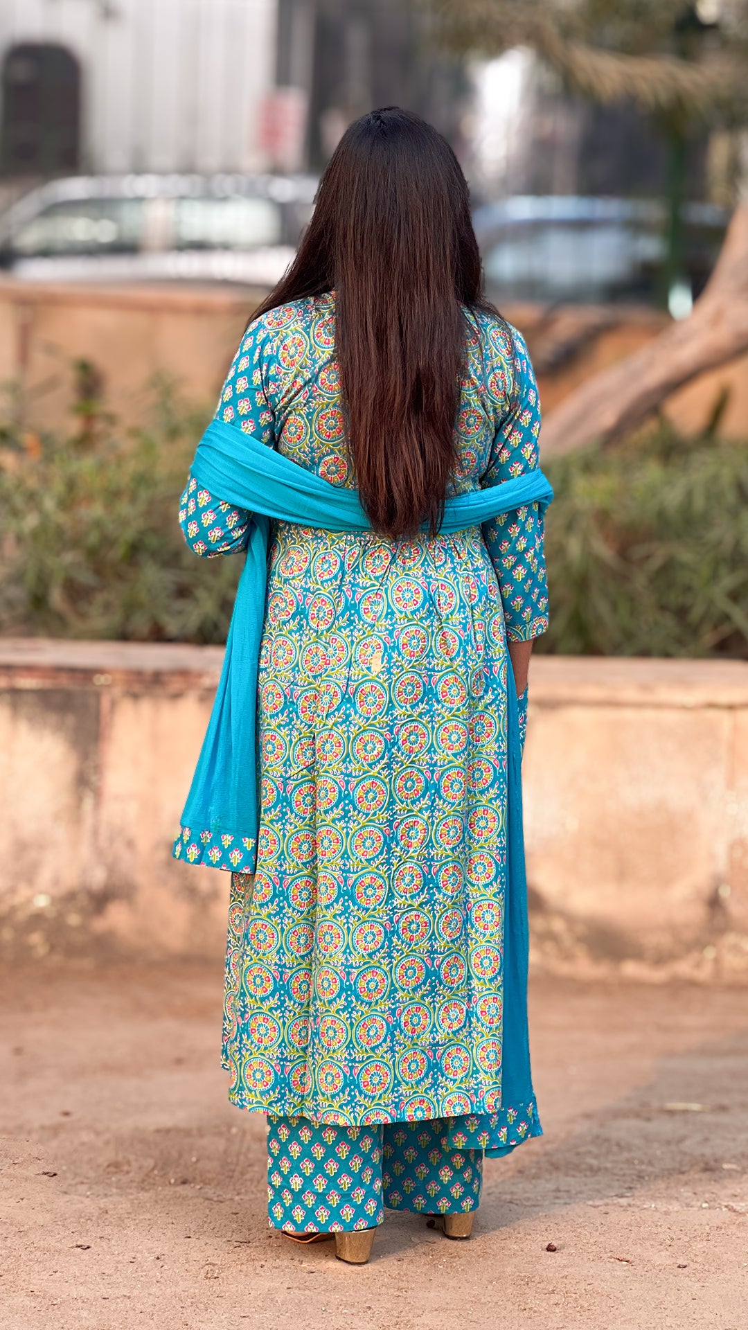 Blue Cotton Maternity Kurta Set for Women – Size Inclusive S–5XL