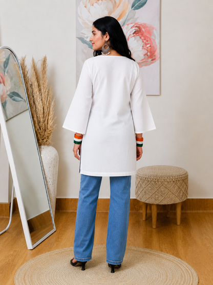 Pearl White Kurti – Timeless Minimalist Elegance