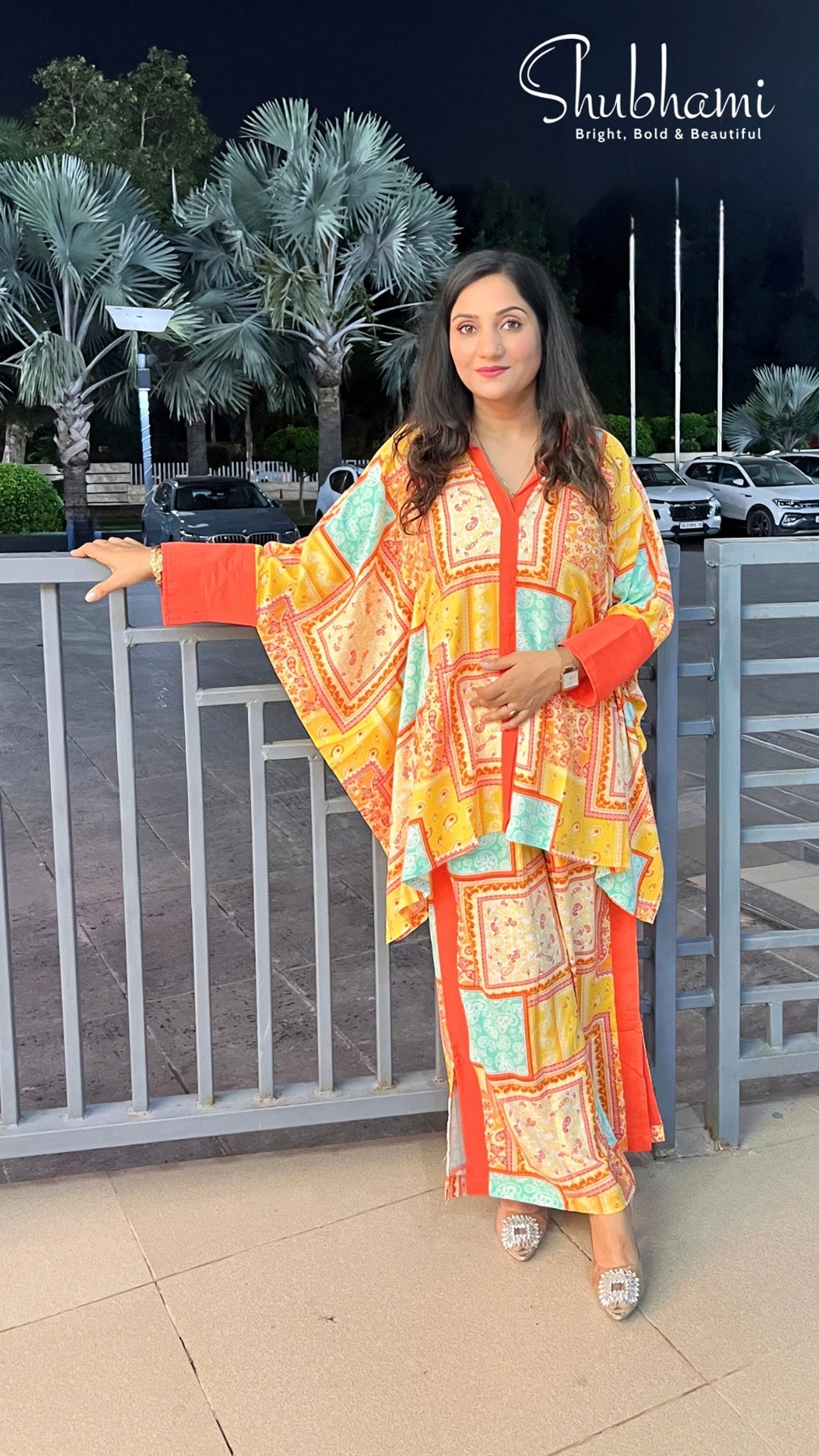 Colorful Kaftan Palazzo Co‑ord Set – Premium Rayon Co‑ord for Women