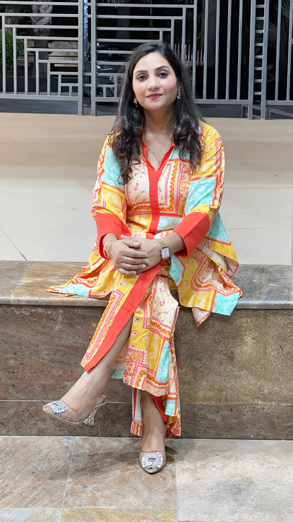Colorful Kaftan Palazzo Co‑ord Set – Premium Rayon Co‑ord for Women
