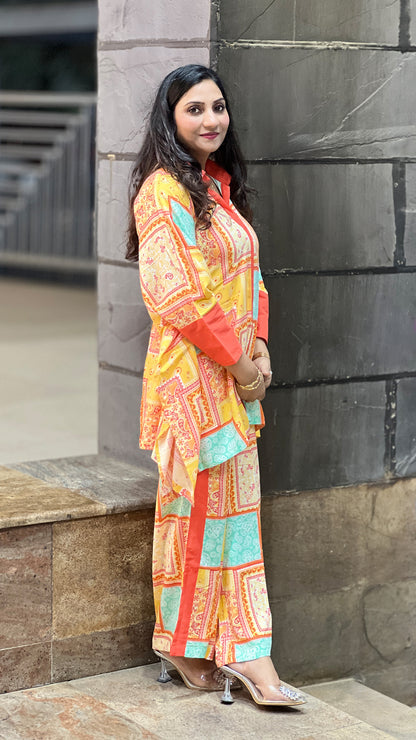 Colorful Kaftan Palazzo Co‑ord Set – Premium Rayon Co‑ord for Women