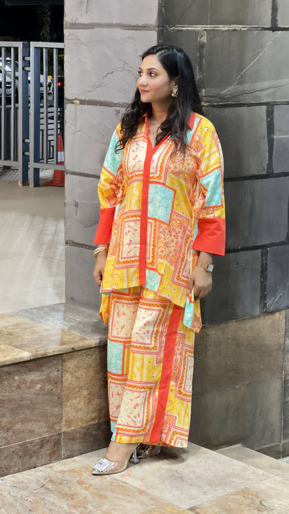 Colorful Kaftan Palazzo Co‑ord Set – Premium Rayon Co‑ord for Women