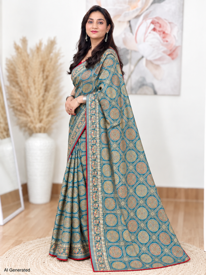 Firozi Printed Braso Saree – Vibrant Everyday Elegance