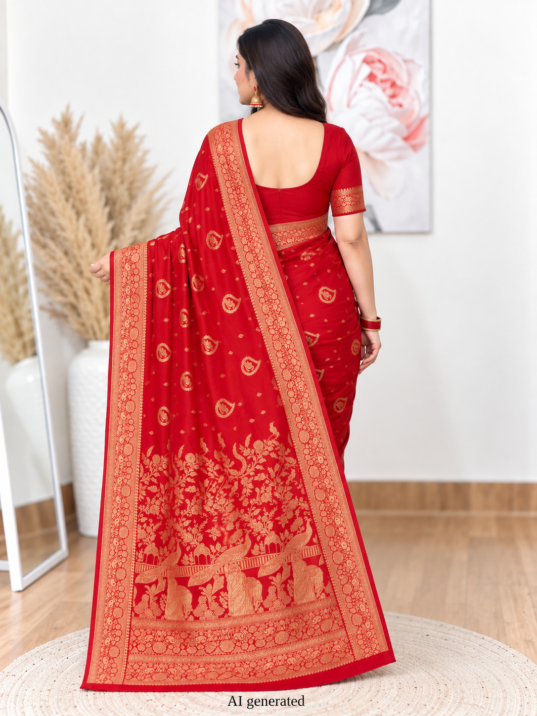 Silk Red Banarasi Katan Saree – Luxurious Festive Elegance