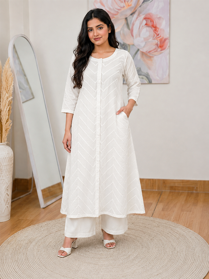 White A-Line Kurta Set – Minimalist Everyday Elegance