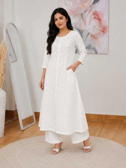 White A-Line Kurta Set – Minimalist Everyday Elegance