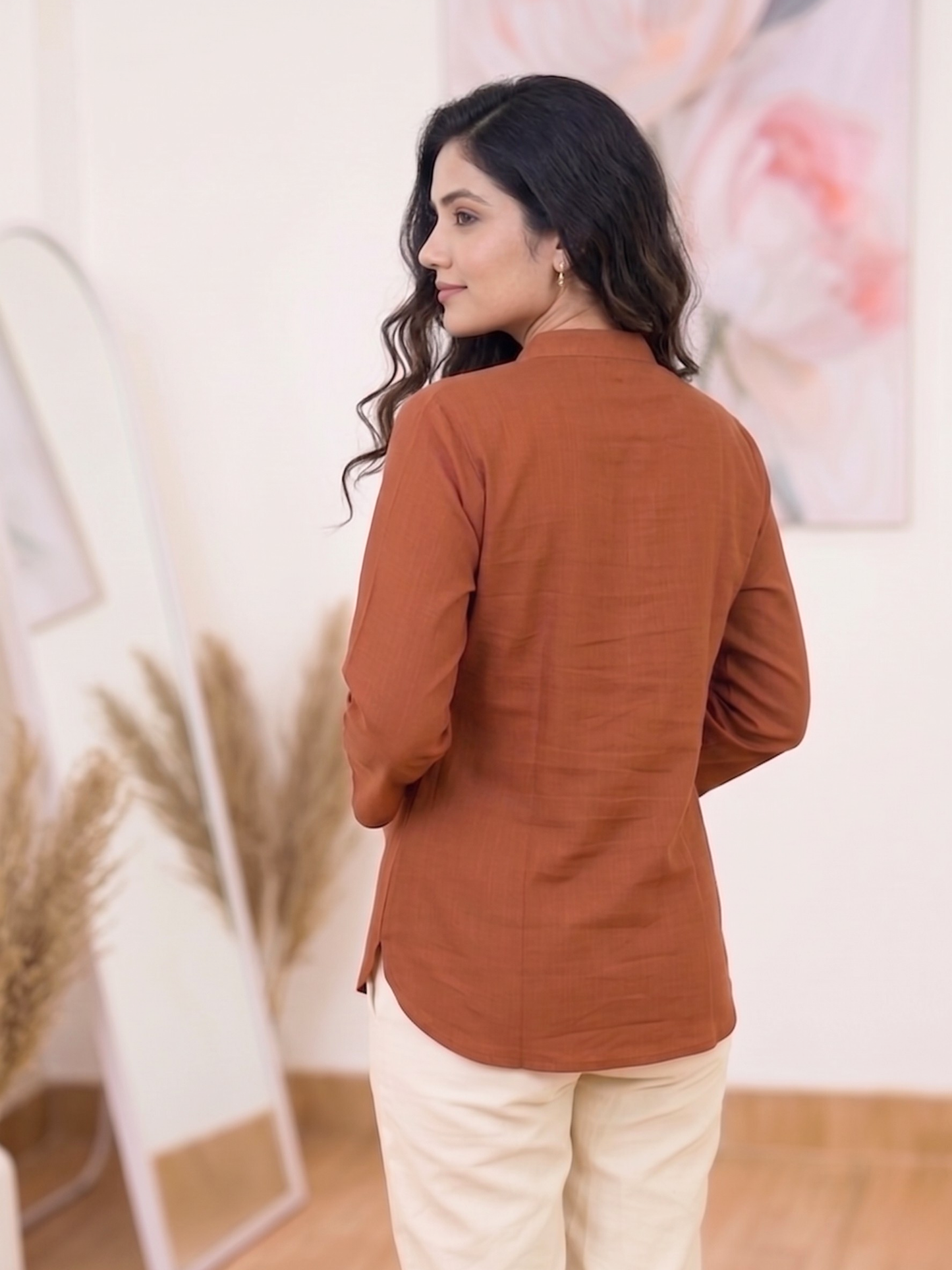 Cotton Rustic Charm Solid Office Wear Tunic – Earthy Professional Simplicity (Only Kurti) (S–5XL)