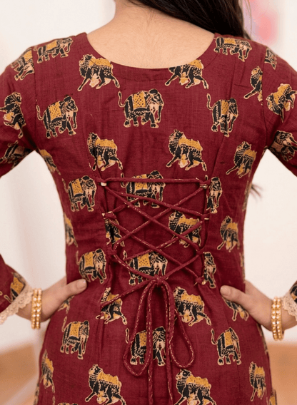 Cotton Maroon Majestic Short Kurti – Regal Versatile Charm (Only Kurti) (S–5XL)