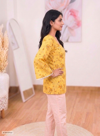 Cotton Floral Flare Kurti – Feminine Everyday Elegance (Only Kurti) (S–5XL)