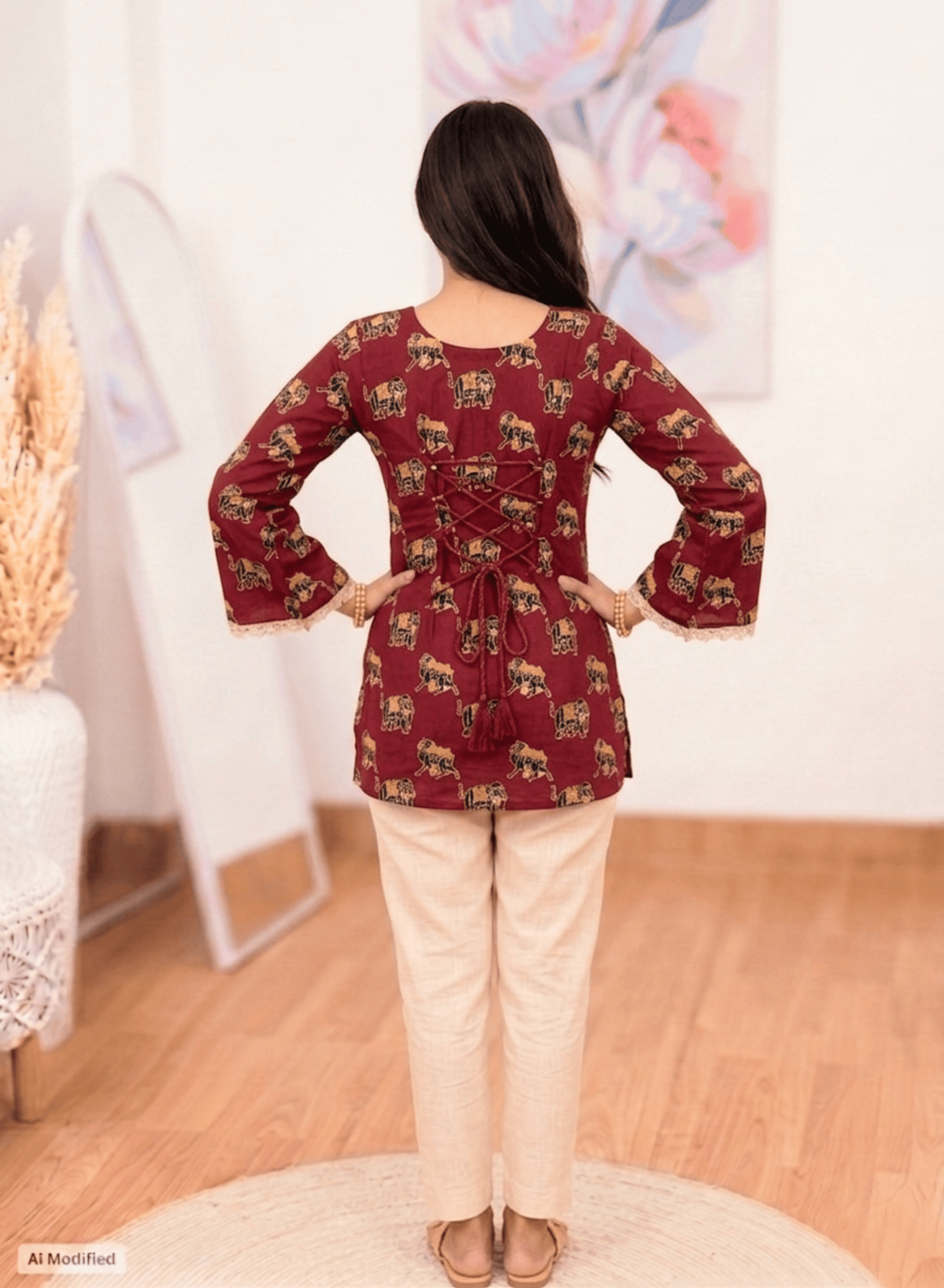 Cotton Maroon Majestic Short Kurti – Regal Versatile Charm (Only Kurti) (S–5XL)