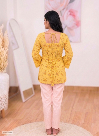Cotton Floral Flare Kurti – Feminine Everyday Elegance (Only Kurti) (S–5XL)