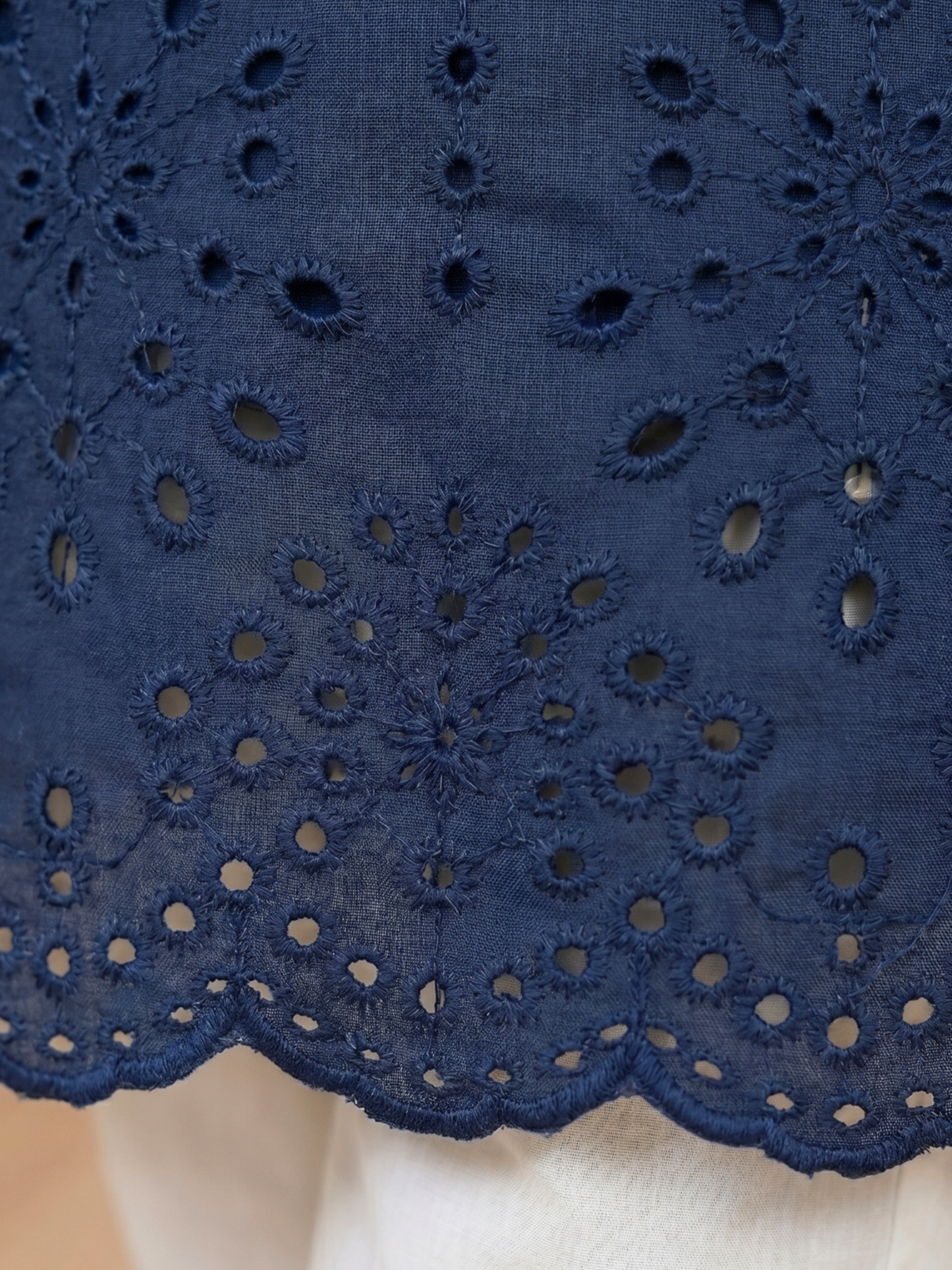 Cotton Navy Blue Hakoba Embroidered Kurti – Elegant Everyday Sophistication (Only Kurti) (S–5XL)
