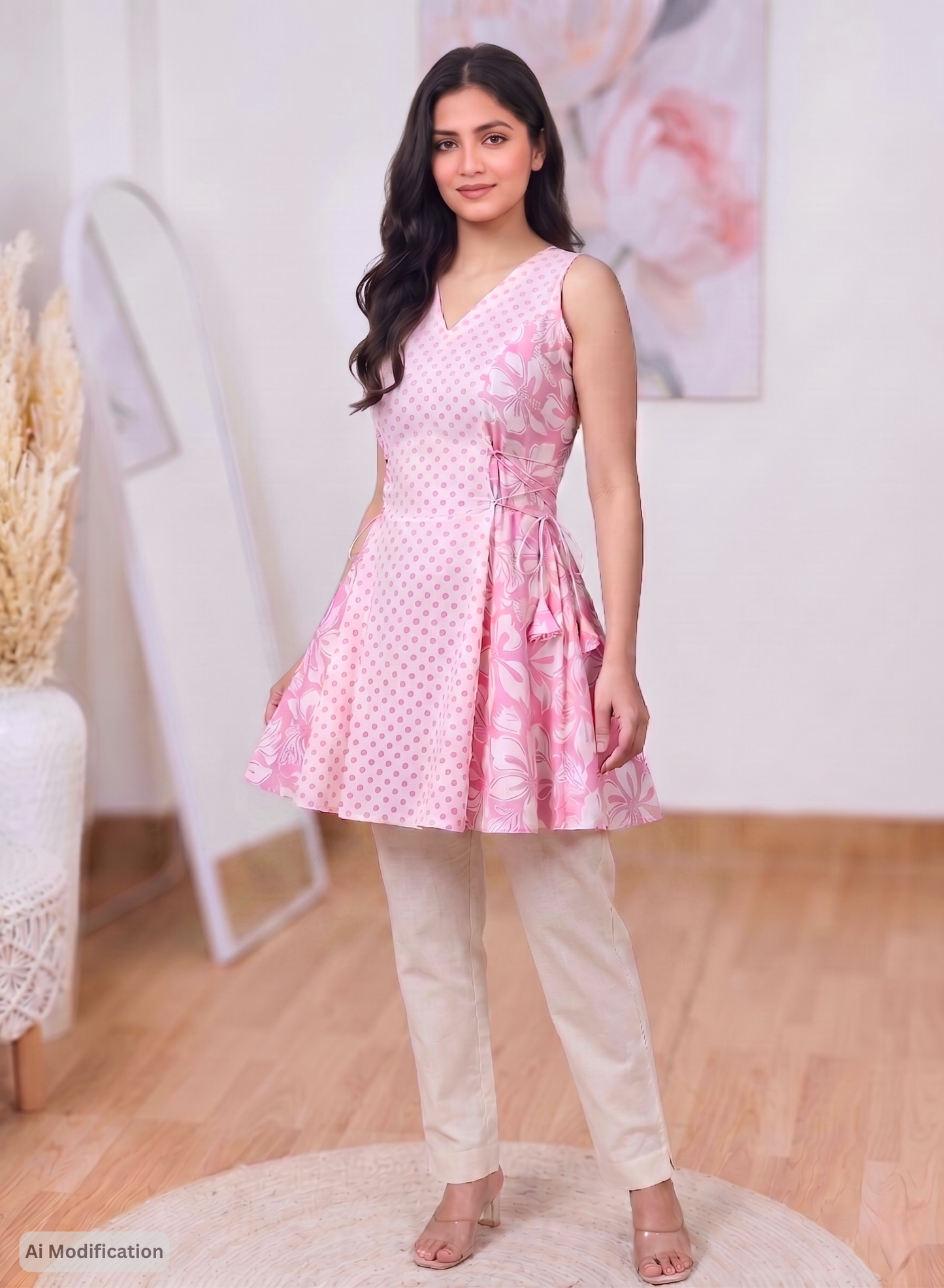 Cotton Pink Angrakha Short Kurti – Feminine Traditional Charm (Only Kurti) (S–5XL)