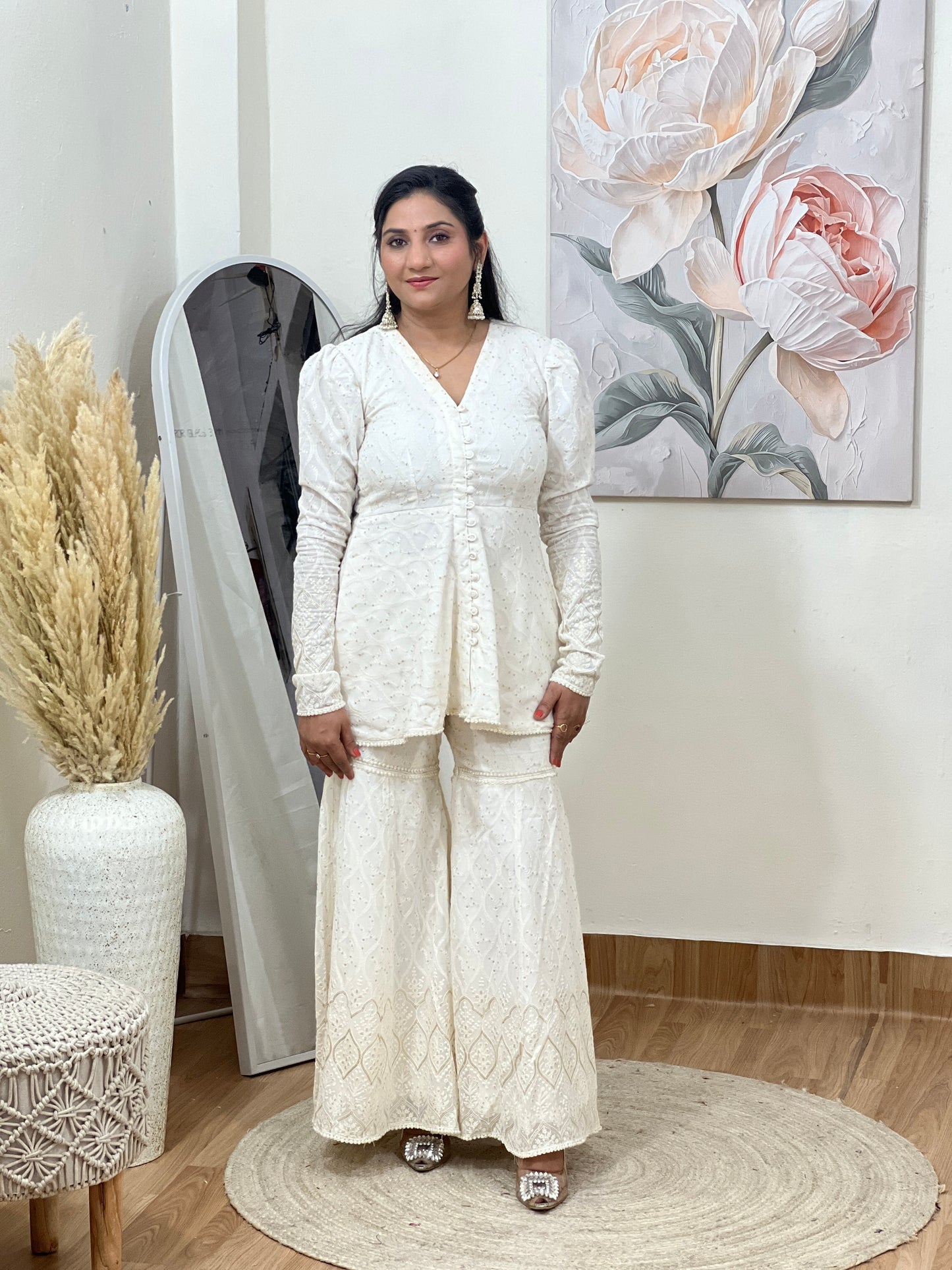 Peplum Kurti & Sharara Set – Festive Flared Ethnic Comfort Wear (S–5XL)