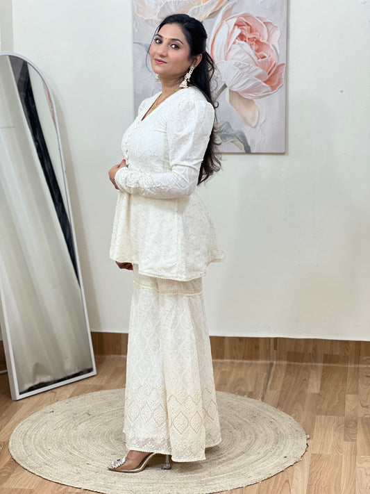 Peplum Kurti & Sharara Set – Festive Flared Ethnic Comfort Wear (S–5XL)