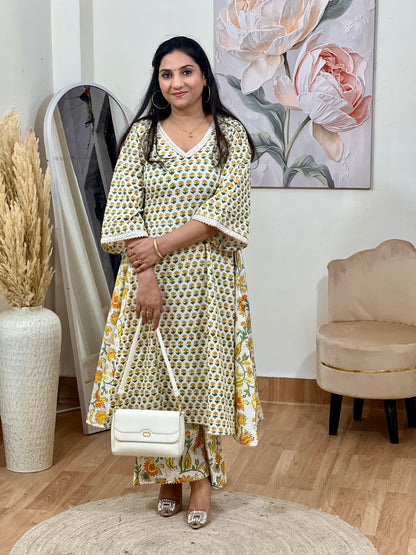 Cotton A-Line Kurta & Palazzo Set – Flared Comfortable Everyday Ethnic (S–5XL)