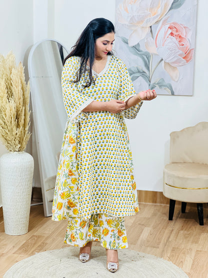 Cotton A-Line Kurta & Palazzo Set – Flared Comfortable Everyday Ethnic (S–5XL)