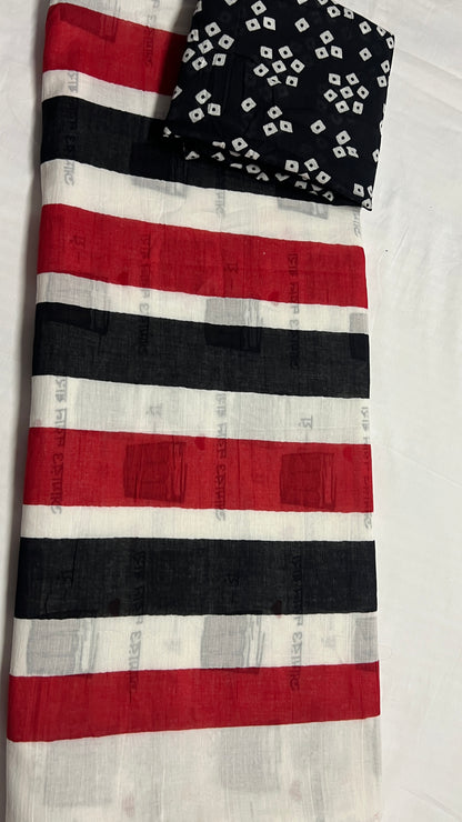 Mal Cotton Saree – Soft, Lightweight Cotton Saree with Minimal Digital Prints