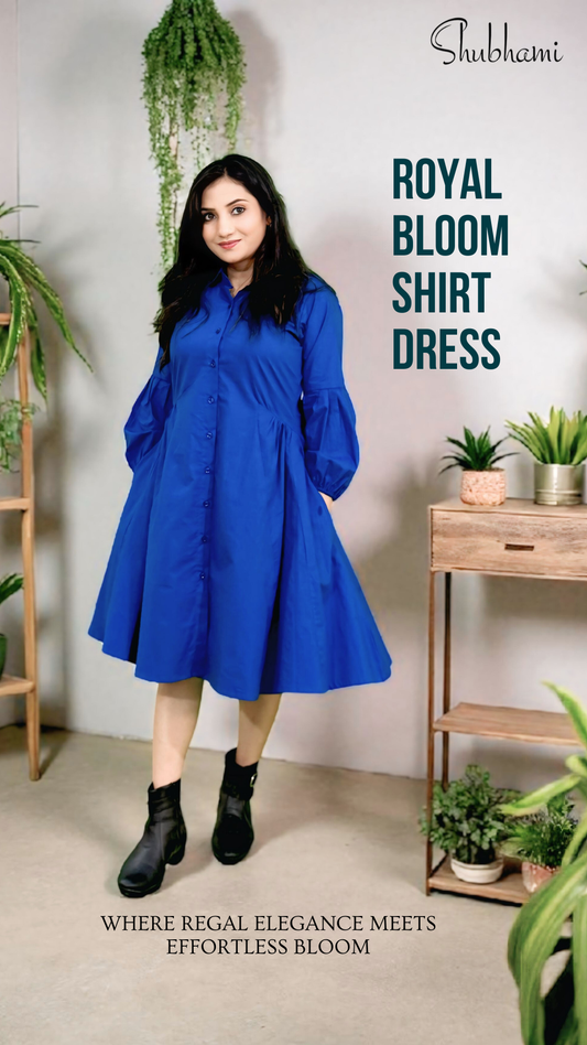 Royal Bloom Short Dress – Blue