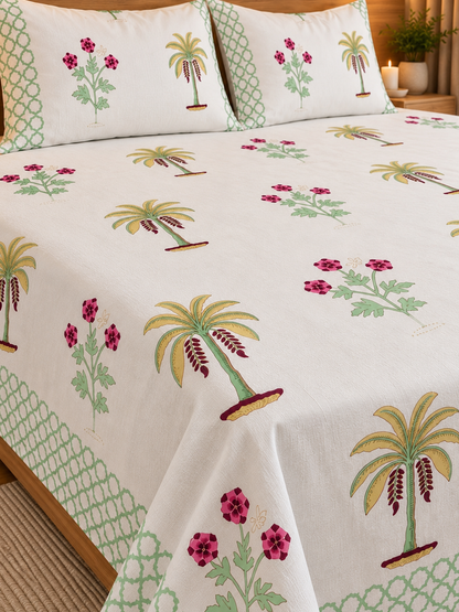 Hand Block Print Premium Cotton Bedsheet –108×108 King Size